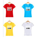 Camiseta colorida de encargo de la camiseta de las mujeres de la impresión del algodón de la moda